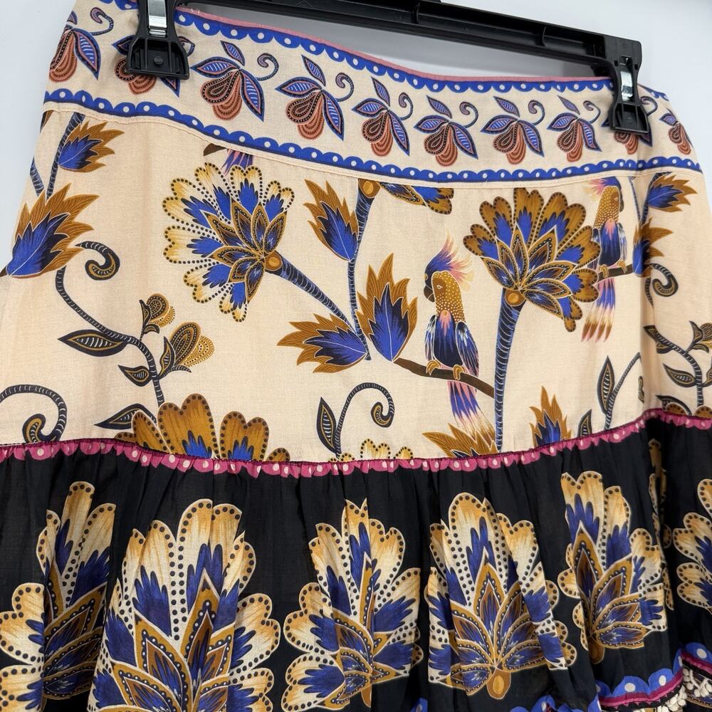 NEW Farm Rio Ainika Floral Tiered Mini Skirt Cream Women Medium Side Zipper - Picture 2 of 7